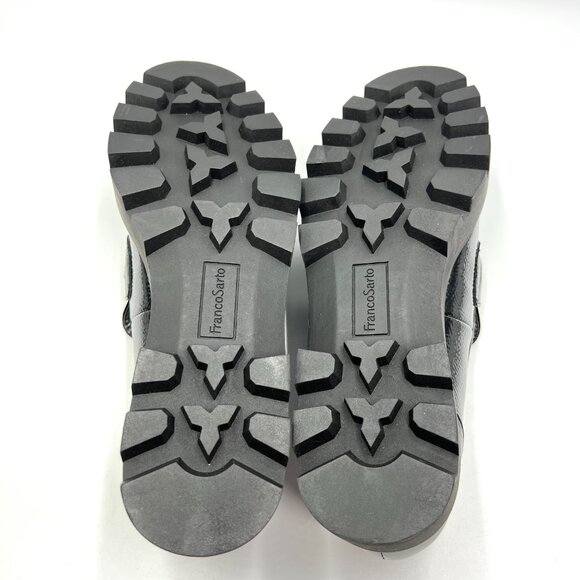 Franco Sarto Size 10 Bergamot Black Textured Patent Lug Sole Loafers Shoes - Picture 7 of 13